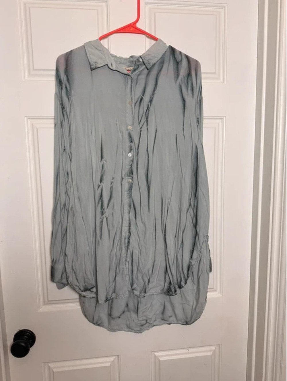Pilcro 1x Gray Tie Dye Shirt High Low Button Down Rayon